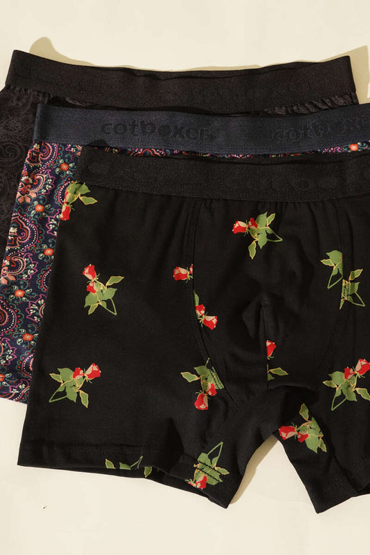 مجموعة سراويل بوكسر مطبوعة من الليكرا من كوت بوكسر، عبوة من 3 قطع