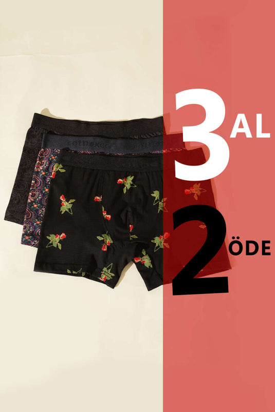 Lot de 3 boxers imprimés en lycra Cotboxer, assortiment 4