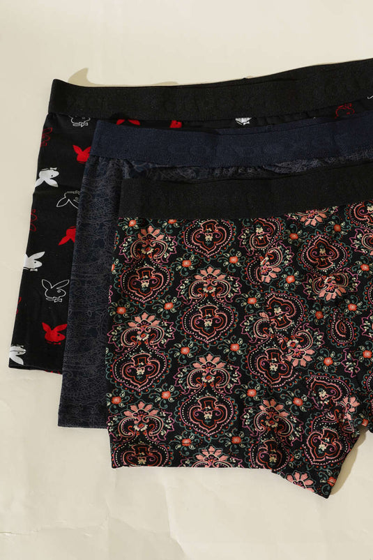 مجموعة سراويل بوكسر مطبوعة من الليكرا من كوت بوكسر، 3 قطع