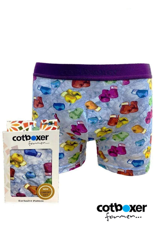 Cotboxer Dijital Desenli Erkek Boxer Mavi