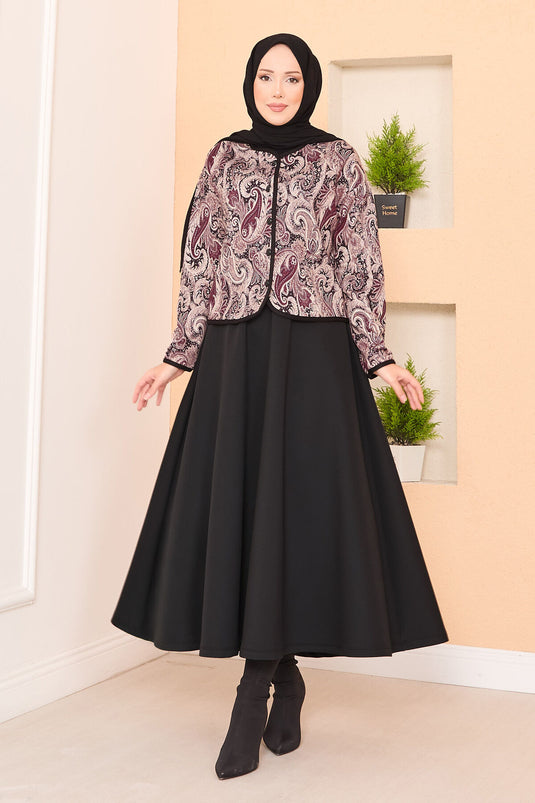 Cropped Jacket Skirt Set Black