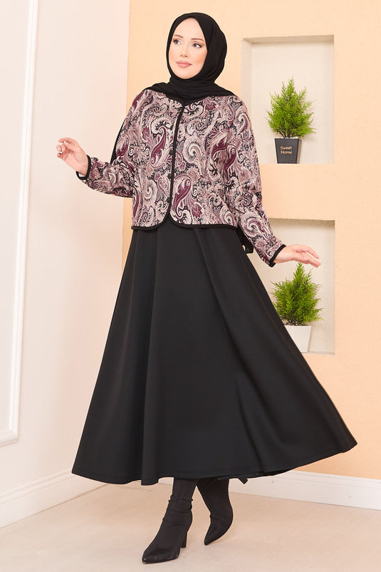 Cropped Jacket Skirt Set Black