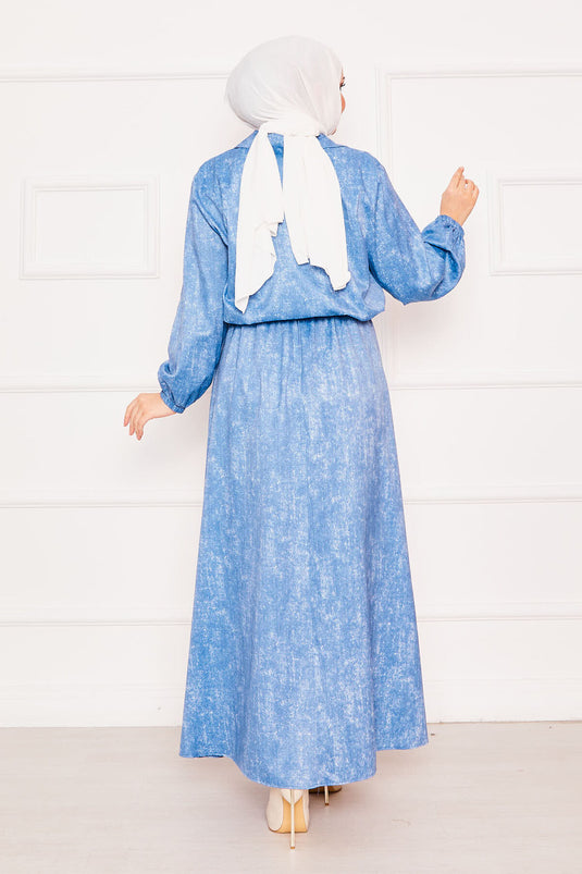 Cropped Double Hijab Dress Set Light Blue