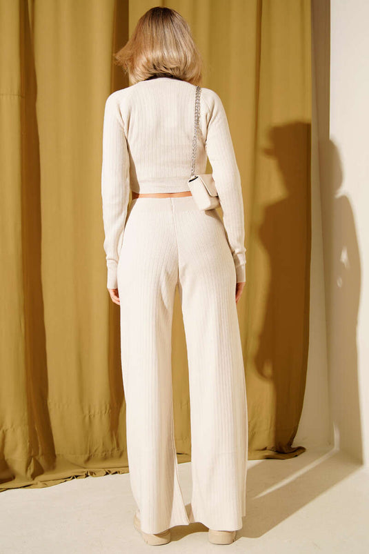 Ensemble deux pièces en maille courte, beige