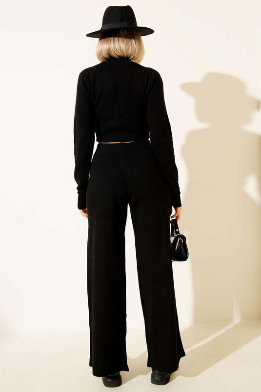 Ensemble deux pièces en maille courte, noir