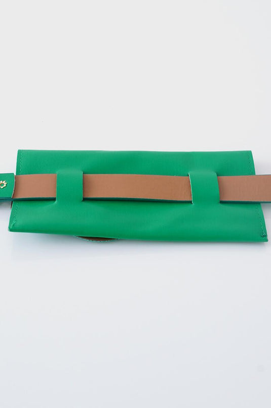 Ceinture fine verte avec portefeuille