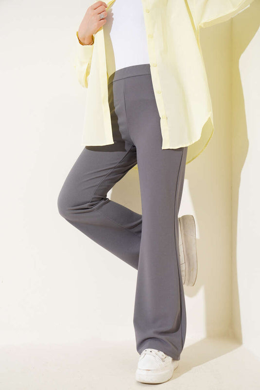 Double-Leg Spanish-Style Trousers, Slate Grey
