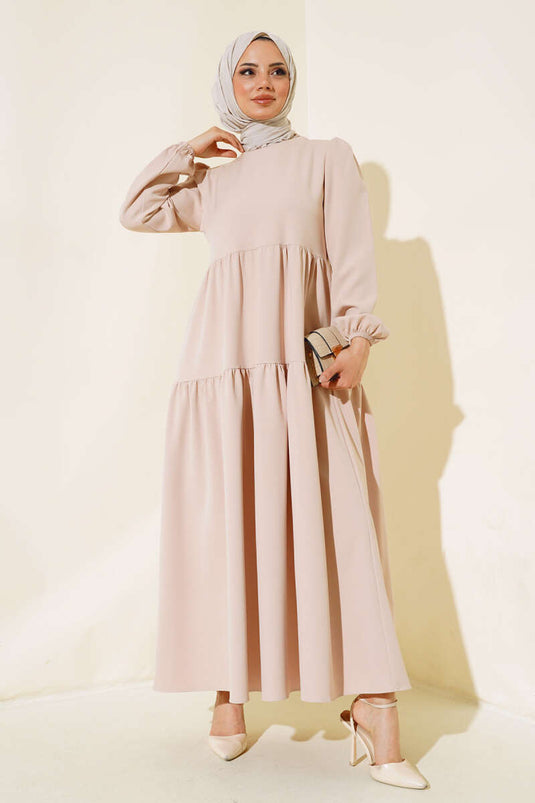 Robe unie superposée Dabıl Beige