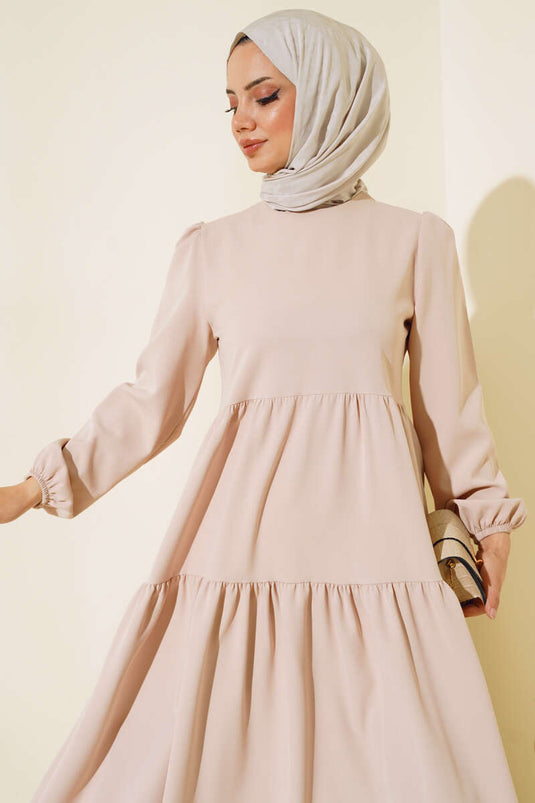 Robe unie superposée Dabıl Beige