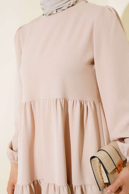 Double Layered Straight Dress Beige