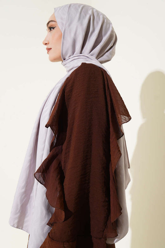 Dalga Desen İpeksi Jakar Şal Açık Gri