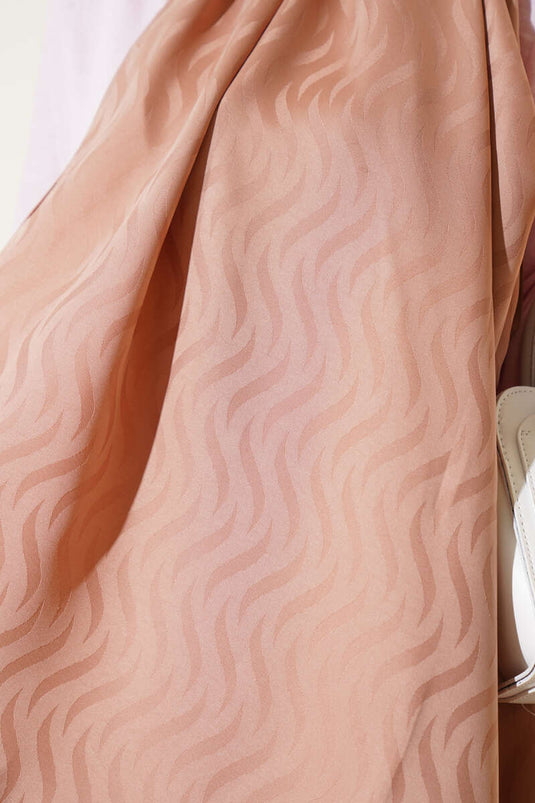 Dalga Desen İpeksi Jakar Şal Soft Kahve