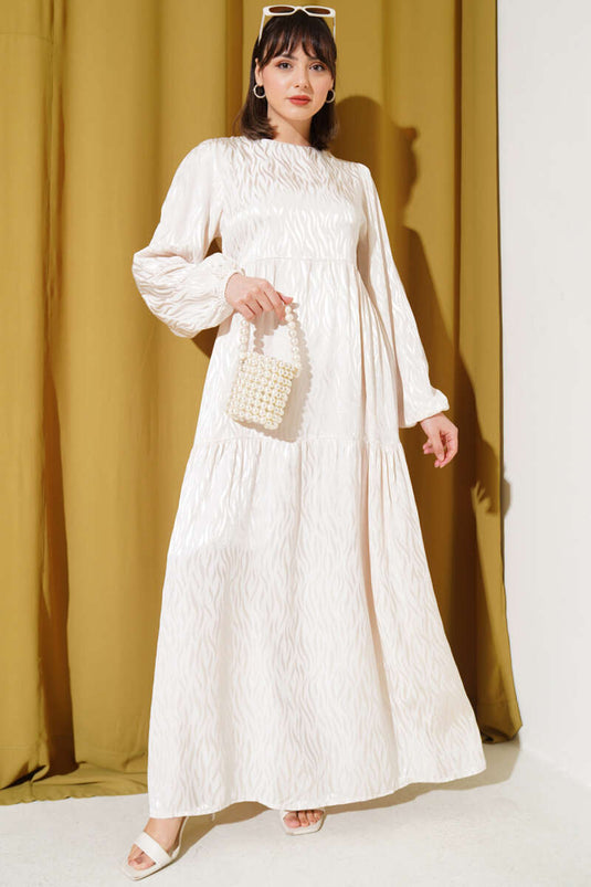 فستان جاكار بنمط موجة من الحجر