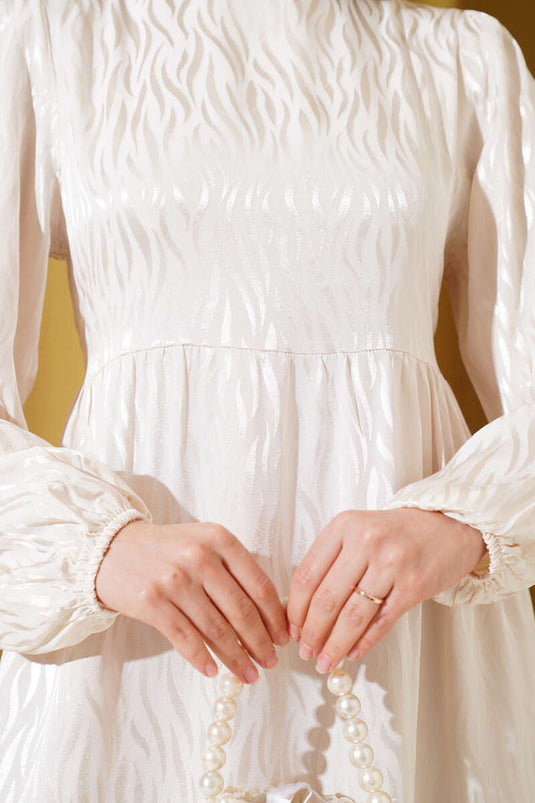 فستان جاكار بنمط موجة من الحجر