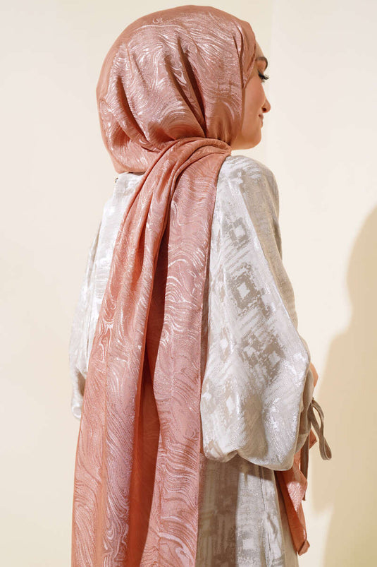 Wave Pattern Jacquard Melisa Shawl Camel