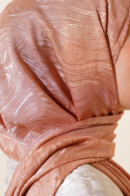 Wave Pattern Jacquard Melisa Shawl Camel