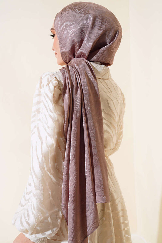 Wave patroon Jacquard Melissa Shawl Melk Koffie