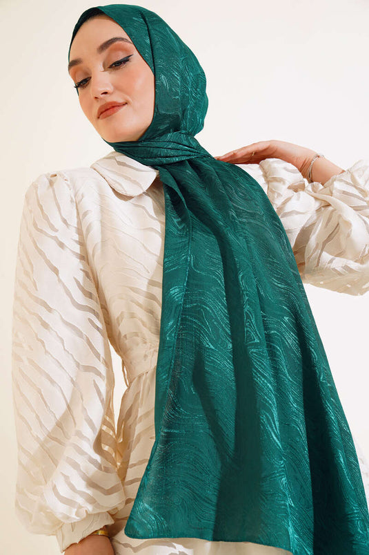 Wave Pattern Jacquard Melisa Shawl Emerald