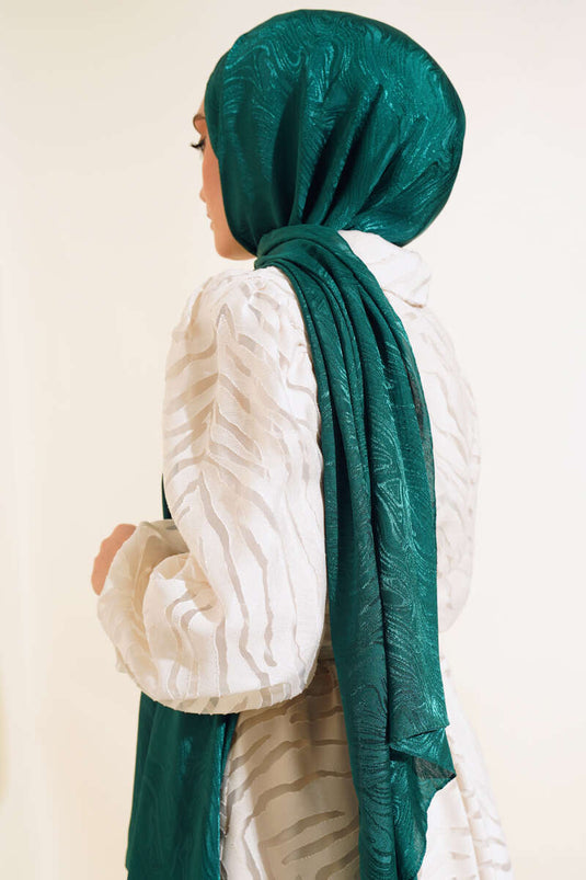 Wave Pattern Jacquard Melisa Shawl Emerald