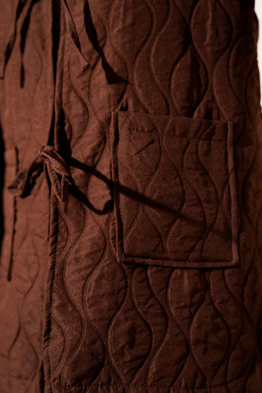 جاكيت مبطن بنقشة أمواج، لون بني فاتح