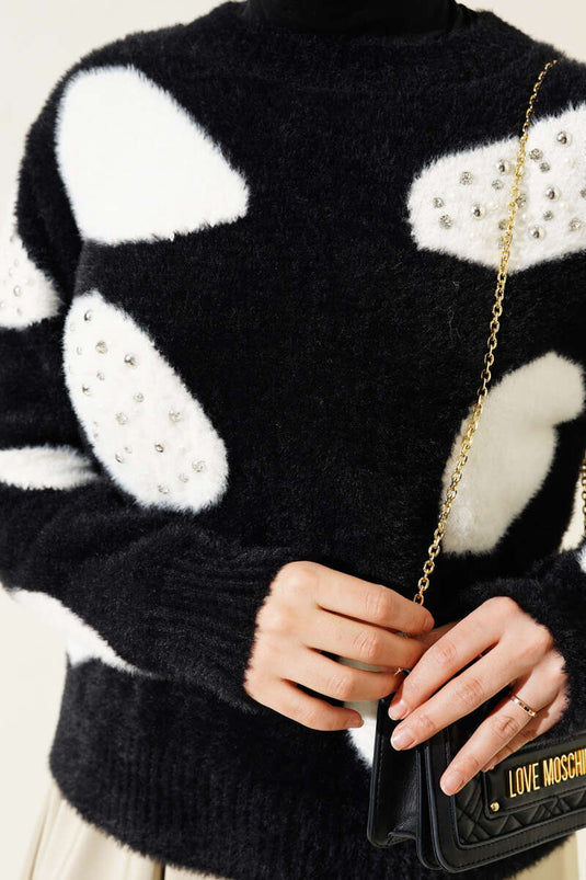 سترة لؤلؤية بنقشة دلماسية بيضاء