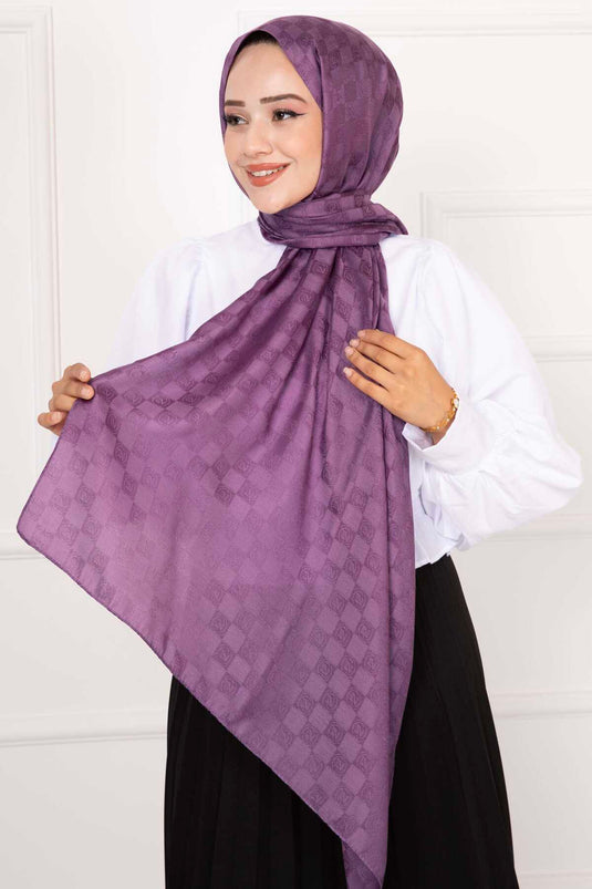Lady Patterned Hijab Scarf Lilac