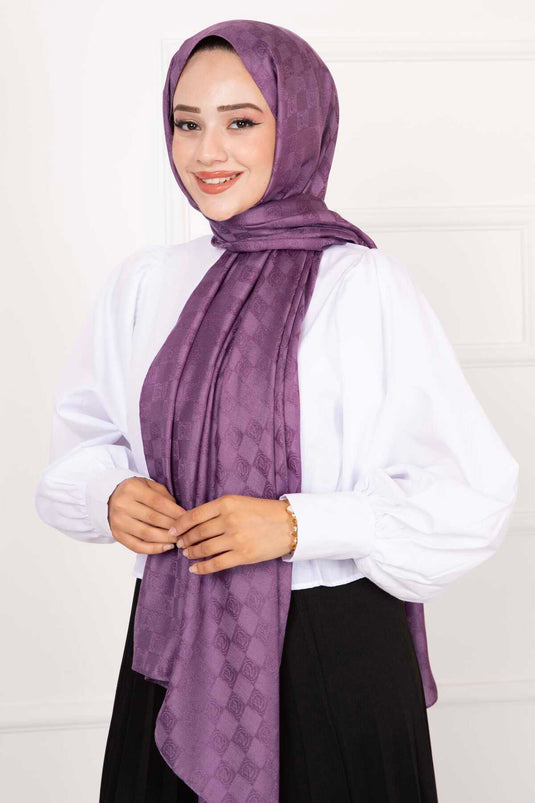 Lady Patterned Hijab Scarf Lilac