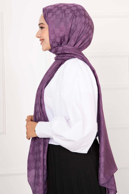 Lady Patterned Hijab Scarf Lilac