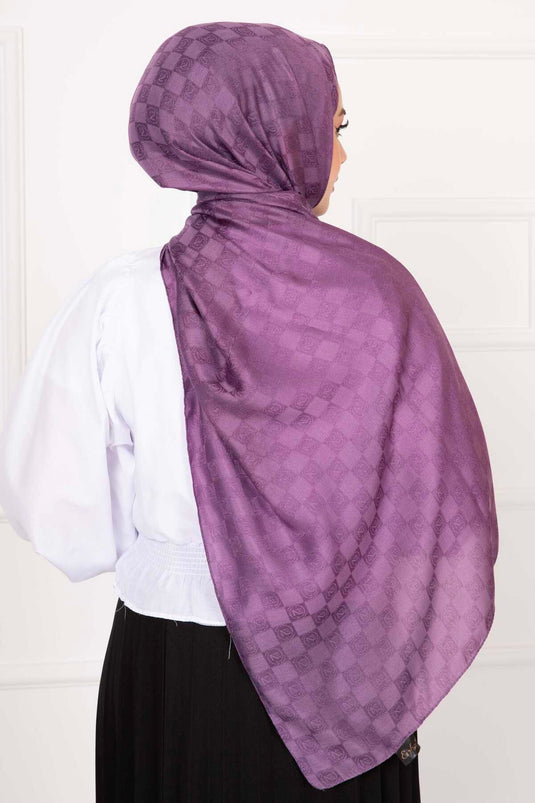 Lady Patterned Hijab Scarf Lilac