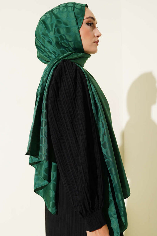 Stamp Pattern Jacquard Shawl Green