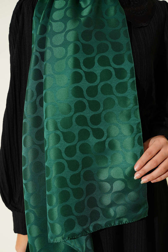 Stamp Pattern Jacquard Shawl Green