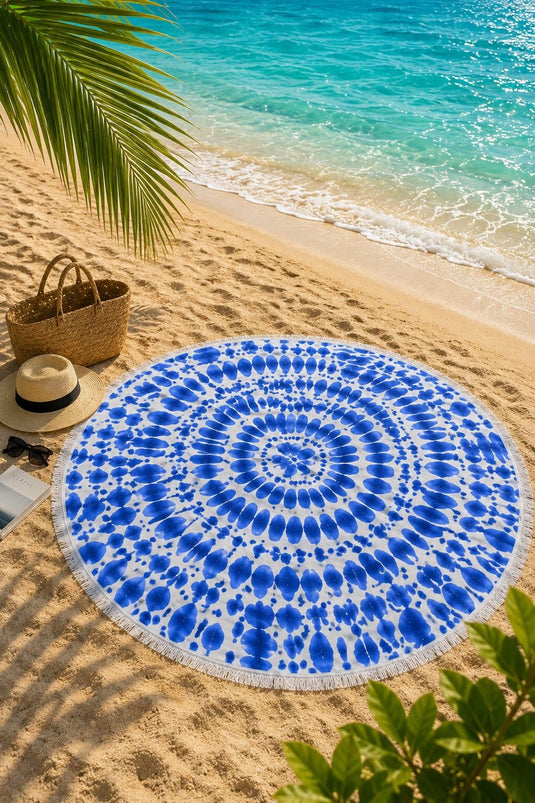 Serviette de plage Damla Desen bleue