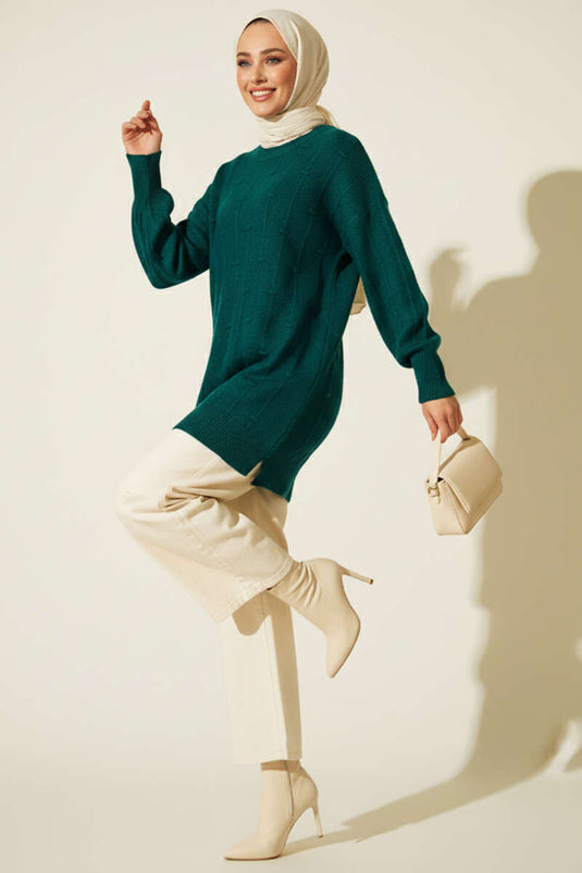 Drop Pattern Soft Knit Sweater, Navy Blue