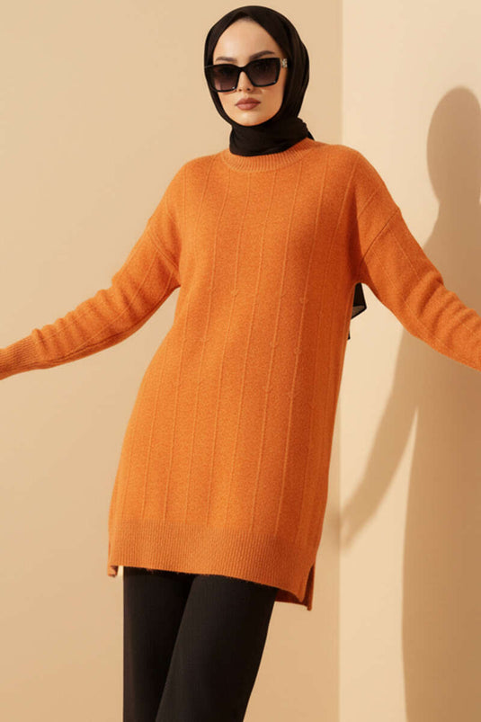 Pull en maille douce à motif gouttelettes orange