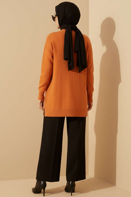 Pull en maille douce à motif gouttelettes orange