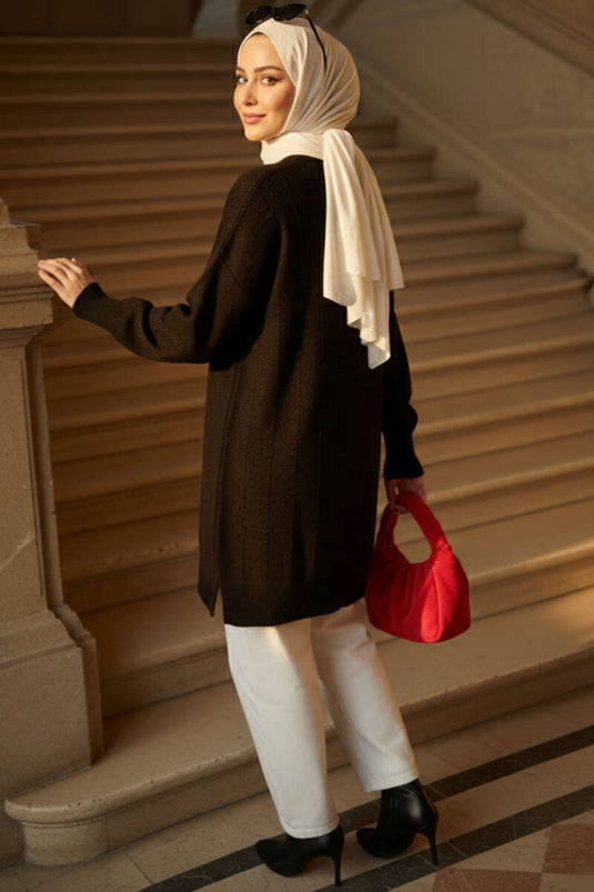 Pull en maille douce à motif gouttelettes noir