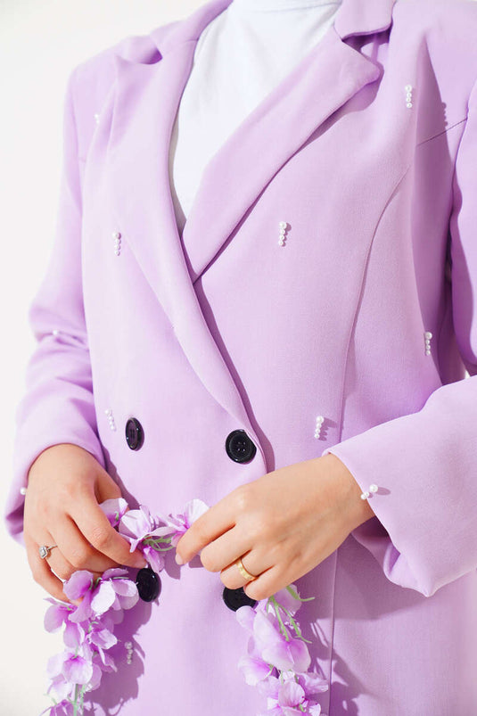 سترة داملا بيرل بدلة مزدوجة أرجواني