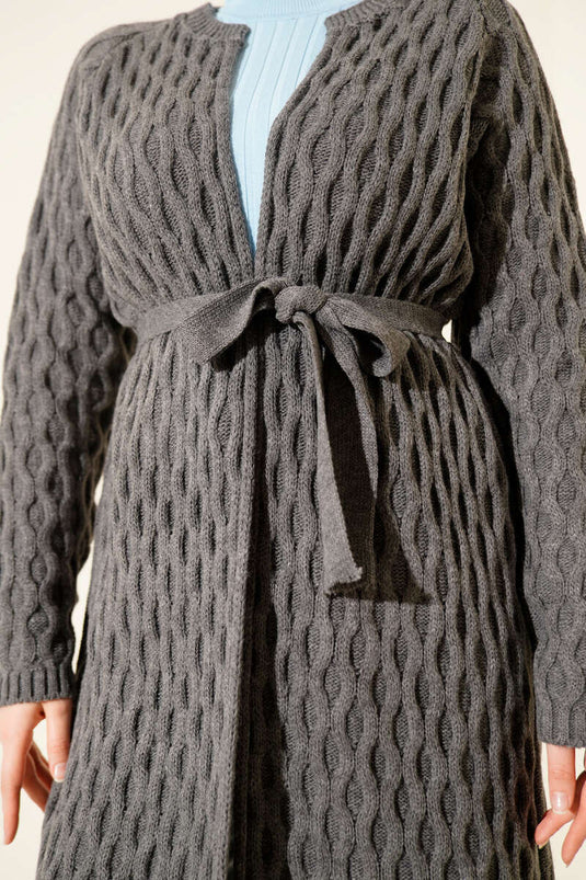 Gilet En Maille Brodé Damla Fumée