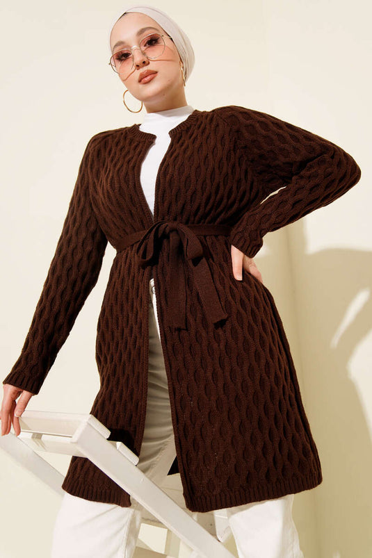 Gilet En Maille Orné De Gouttes Marron