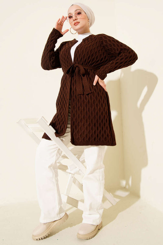 Gilet En Maille Orné De Gouttes Marron