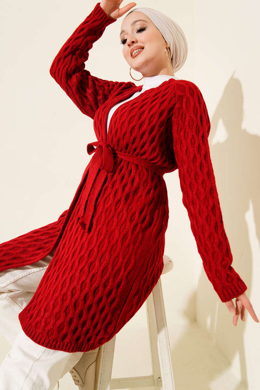 Gilet En Maille Rouge Brodé