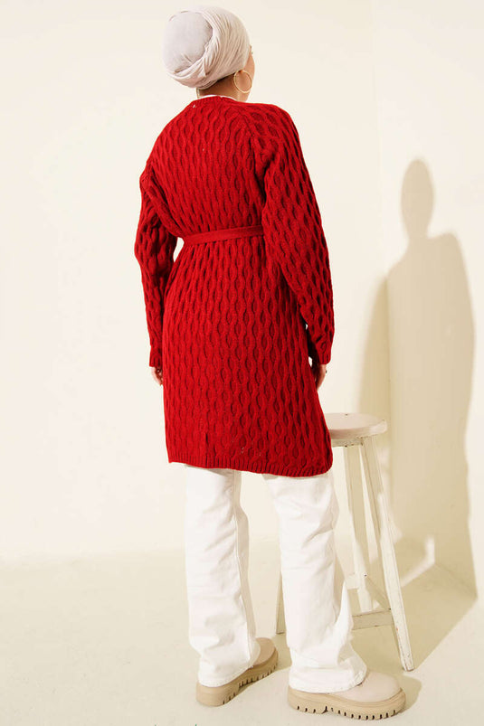 Gilet En Maille Rouge Brodé