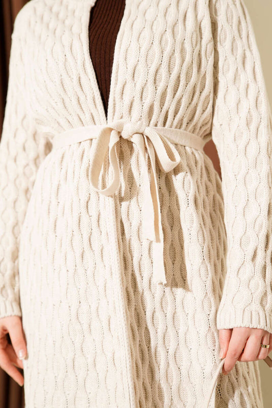 Damla Kabartmalı Triko Hırka Taş