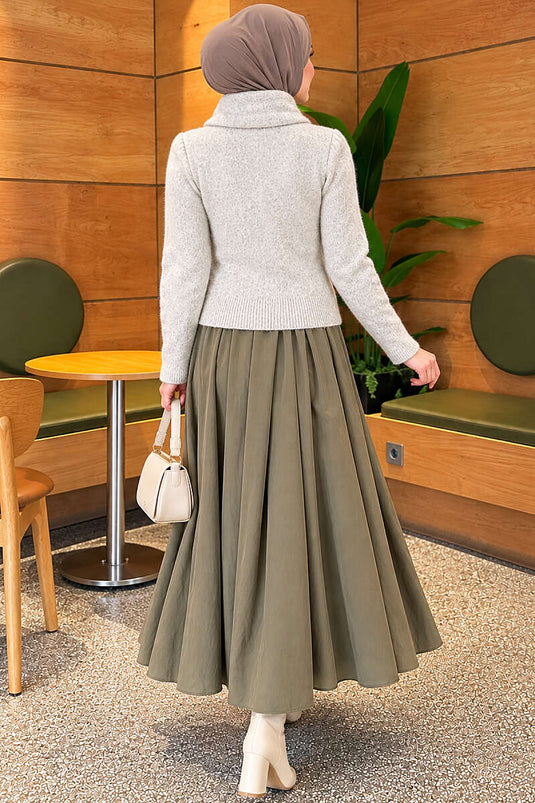 Pull En Maille Gris À Détails En Dentelle