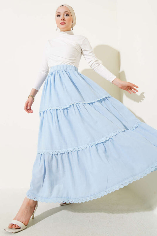 Lace Detailed Skirt Baby Blue