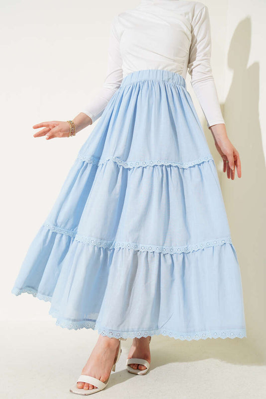 Lace Detailed Skirt Baby Blue