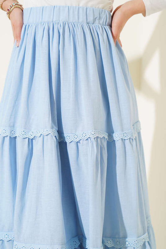 Lace Detailed Skirt Baby Blue