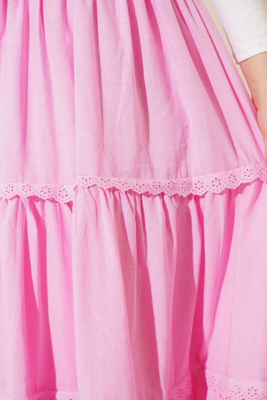 Pink Skirt with Lace Detail