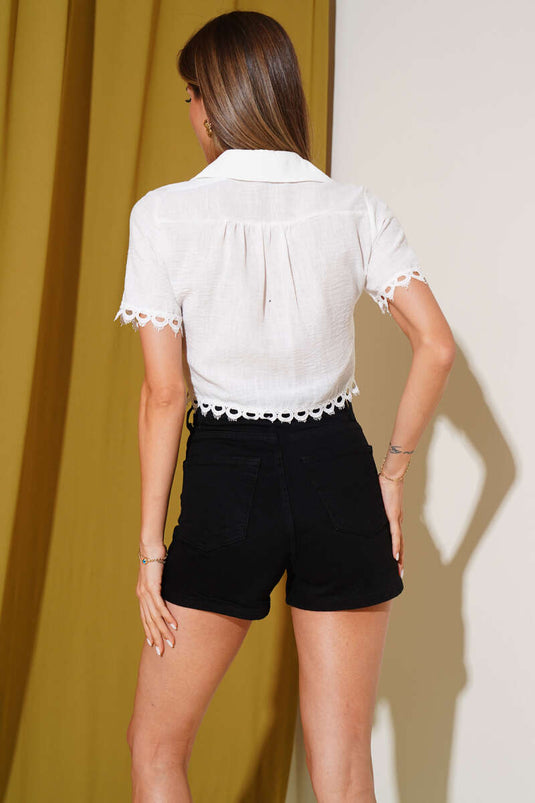 Lace Detail Shirt White