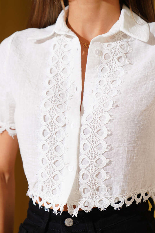 Lace Detail Shirt White